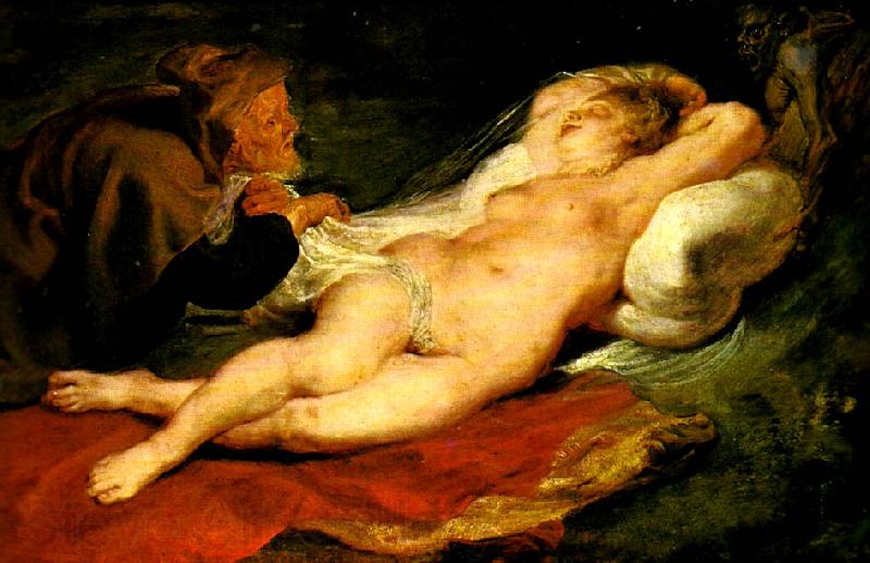 Peter Paul Rubens angelica och eremiten Spain oil painting art
